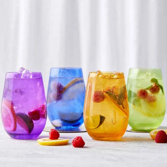 Colored Glass Tumblers, Set Of 4 1 Colored Glass Tumblers, Set Of 4