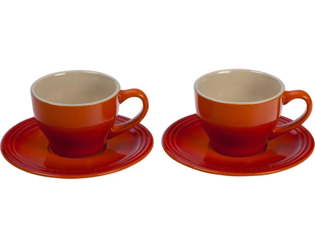 Le Creuset Cappuccino Cups And Saucers, Set Of 2 1 Le Creuset Cappuccino Cups And Saucers, Set Of 2