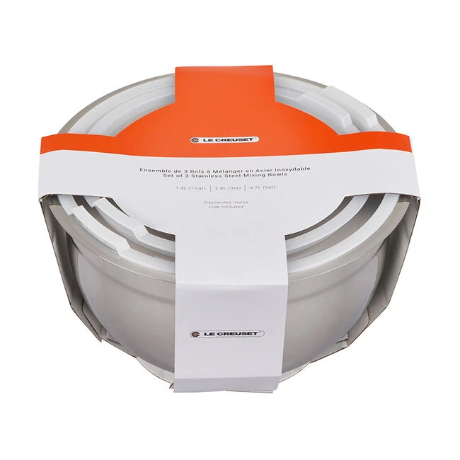 Le Creuset Stainless Steel Mixing Bowls With Lids, Set Of 3 6 Le Creuset Stainless Steel Mixing Bowls With Lids, Set Of 3 - Image 6