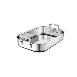 Le Creuset Stainless Steel Roasting Pan With Nonstick Rack 7 Le Creuset Stainless Steel Roasting Pan With Nonstick Rack -Le Creuset RS7922 SMALL PAN ANGLE lpr