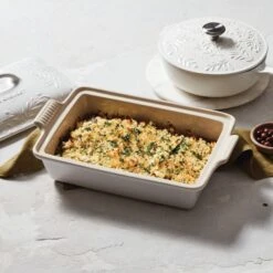 Le Creuset Olive Branch Collection Heritage Rectangular Casserole 19 Le Creuset Olive Branch Collection Heritage Rectangular Casserole -Le Creuset RS9813 LCA Fall RecipeOliveBranchCollection 0730 Main Uncovered lpr