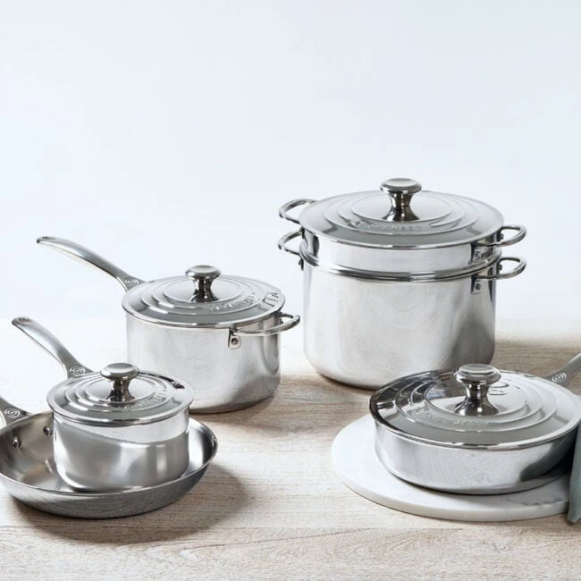 Le Creuset Signature Stainless Steel 10-Piece Cookware Set 1 Le Creuset Signature Stainless Steel 10-Piece Cookware Set
