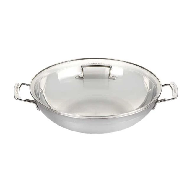Le Creuset Classic Stainless Steel Wok With Glass Lid 1 Le Creuset Classic Stainless Steel Wok With Glass Lid