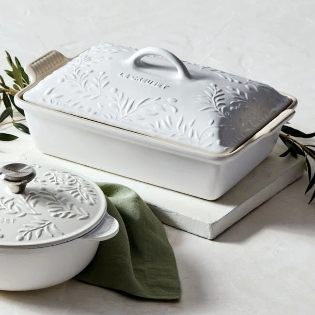 Le Creuset Olive Branch Collection Heritage Rectangular Casserole 9 Le Creuset Olive Branch Collection Heritage Rectangular Casserole - Image 9